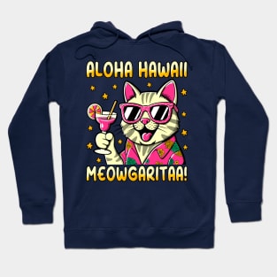 Aloha Hawaii, Funny cat with a cocktail Hoodie